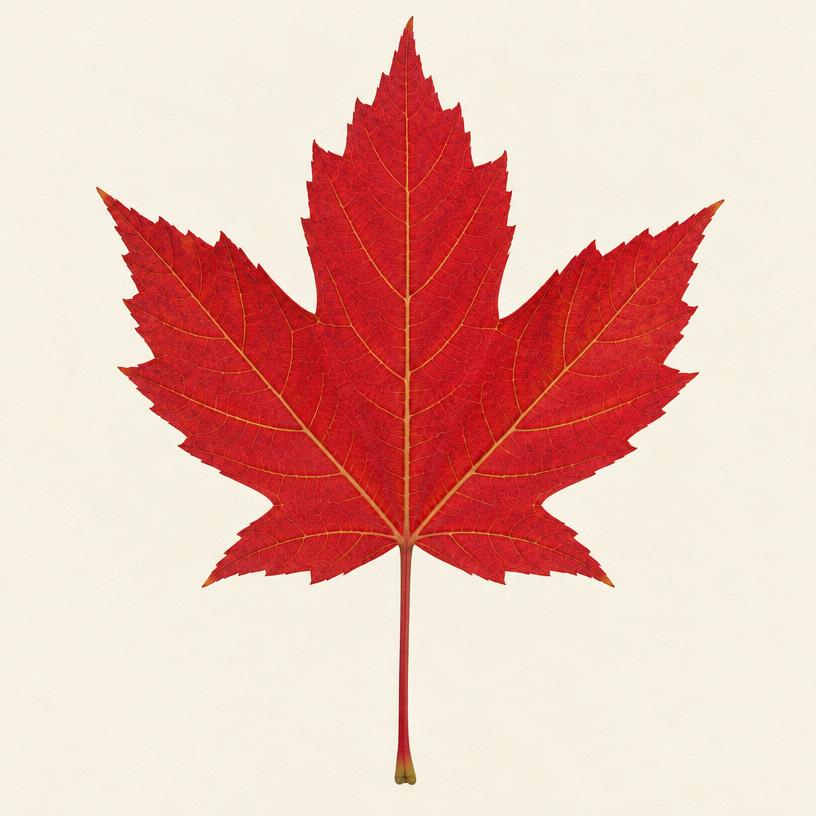 Illustration of red maple leaf showing its shape and veins