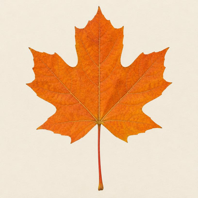 Illustration of sugar maple leaf showing its shape and veins